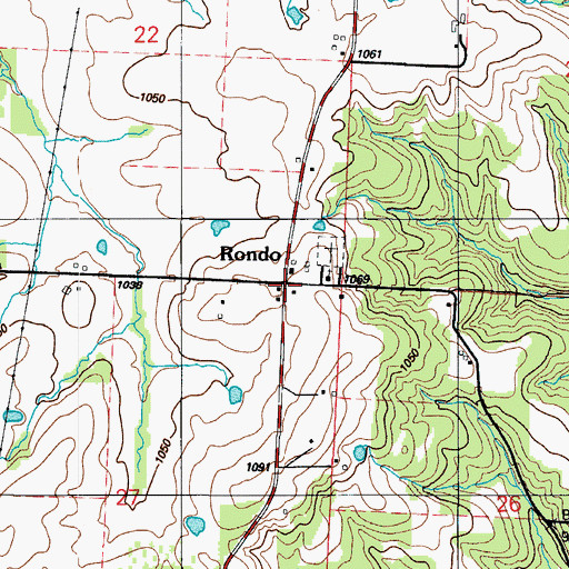 Topographic Map of Rondo, MO