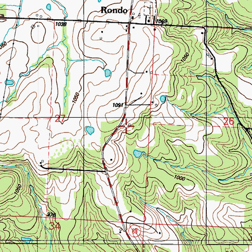 Topographic Map of Rondo School, MO