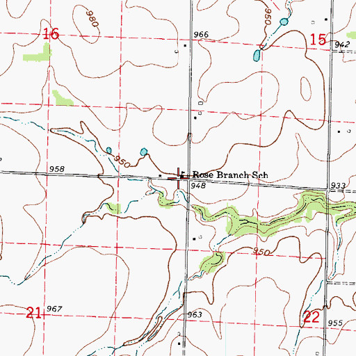 Topographic Map of Rose Branch School (historical), MO