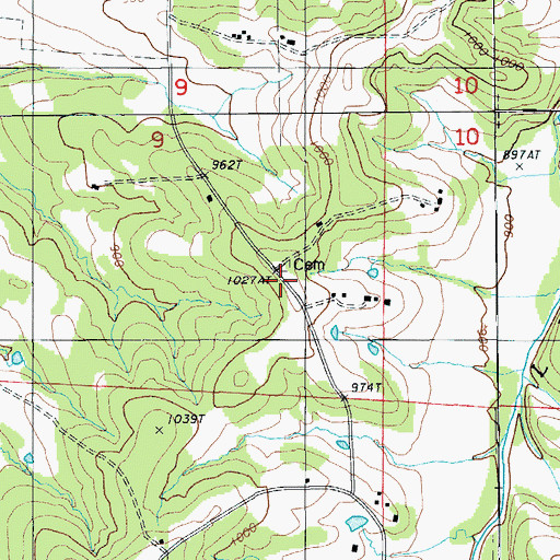 Topographic Map of Rose Cemetery, MO