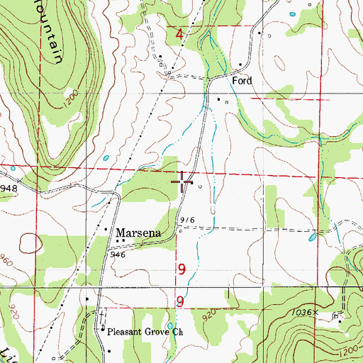 Topographic Map of Marsena, AR