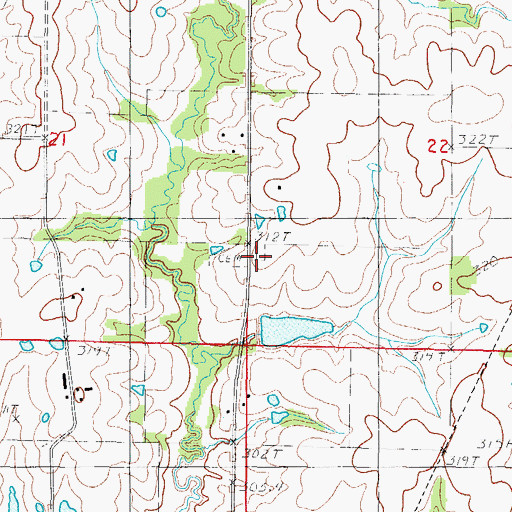 Topographic Map of Rose Hill Cemetery, MO