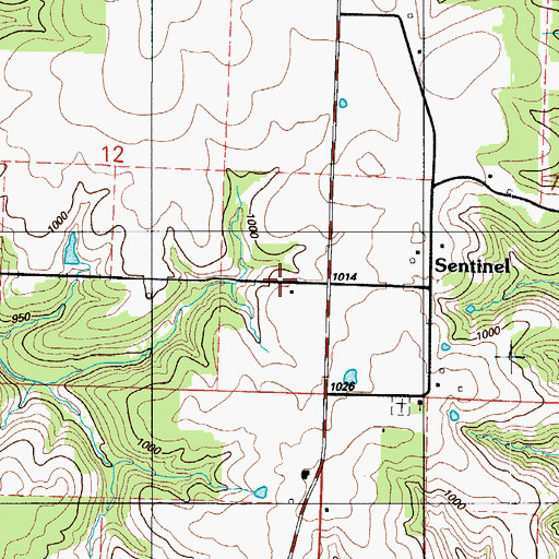 Topographic Map of Rose Hill School (historical), MO