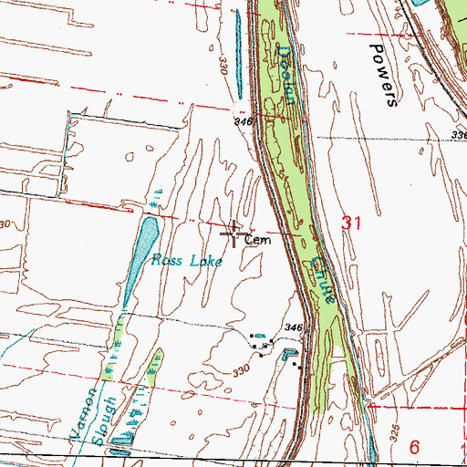 Topographic Map of Ross Cemetery, MO