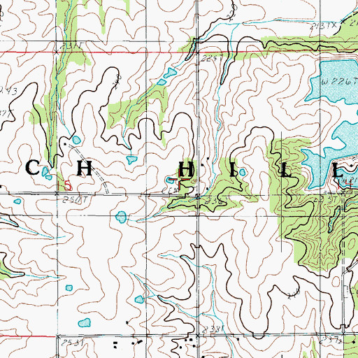 Topographic Map of Ross Cemetery, MO