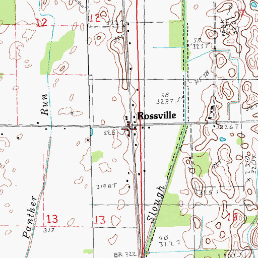 Topographic Map of Rossville, MO