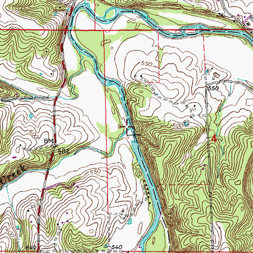 Topographic Map of Roth Creek, MO