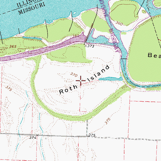 Topographic Map of Roth Island, MO