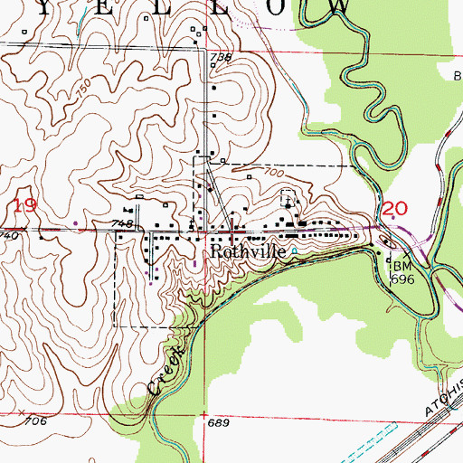 Topographic Map of Rothville, MO