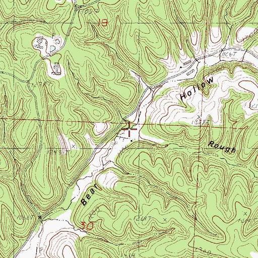 Topographic Map of Rough Hollow, MO