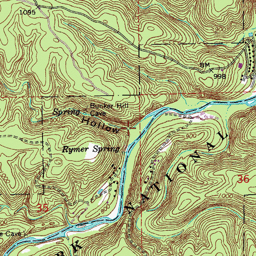 Topographic Map of Rough Hollow, MO