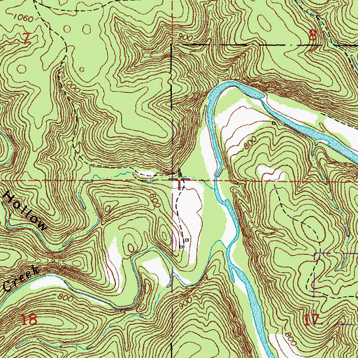 Topographic Map of Rough Hollow, MO