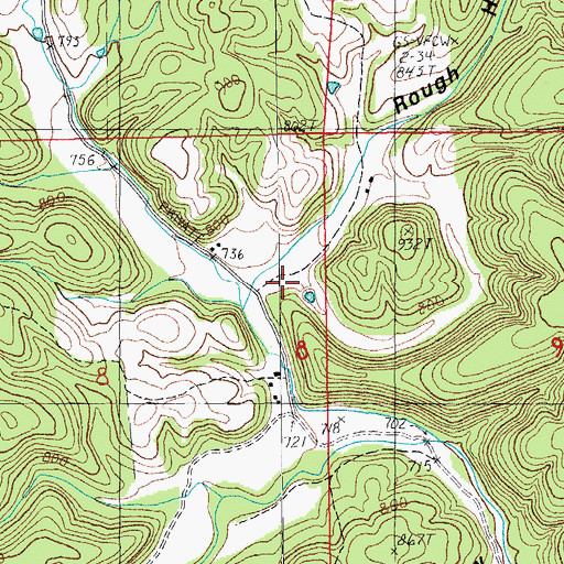 Topographic Map of Rough Hollow, MO