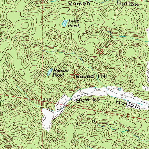 Topographic Map of Round Hill, MO