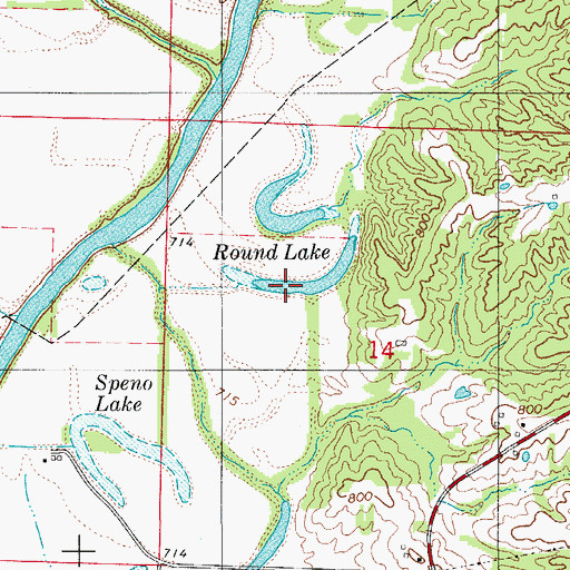 Topographic Map of Round Lake, MO