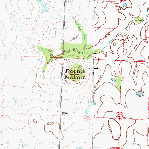 Topographic Map of Round Mound, MO