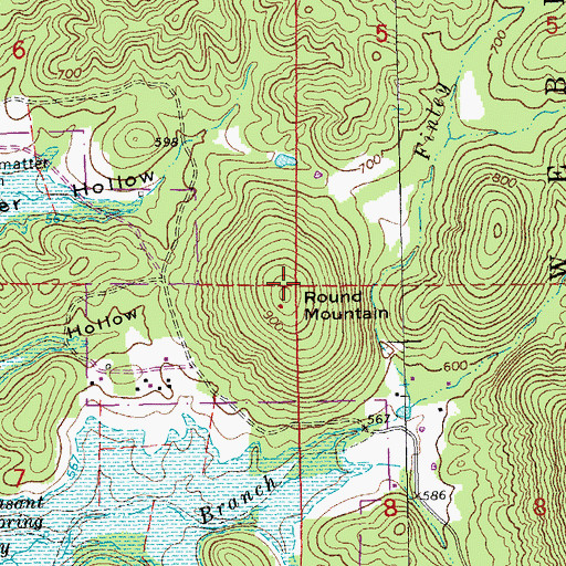 Topographic Map of Round Mountain, MO