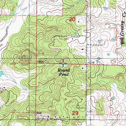 Topographic Map of Round Pond, MO