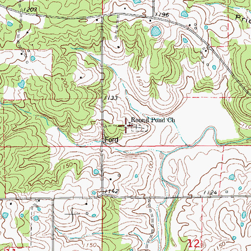 Topographic Map of Round Pond Church, MO