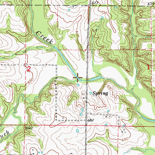 Topographic Map of Roundtop Branch, MO