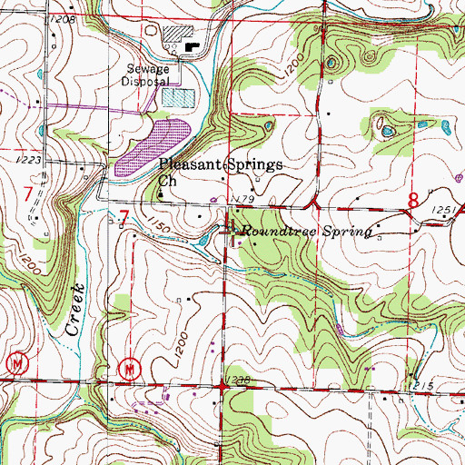 Topographic Map of Rountree Spring, MO