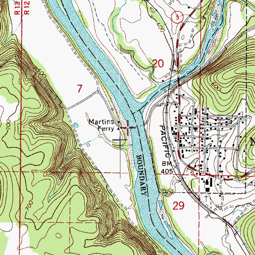 Topographic Map of Martins Ferry, AR