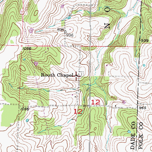Topographic Map of Routh Chapel, MO