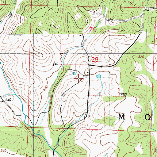 Topographic Map of Routon School, MO