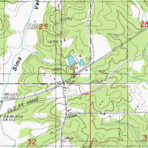 Topographic Map of Rowe Cemetery, MO
