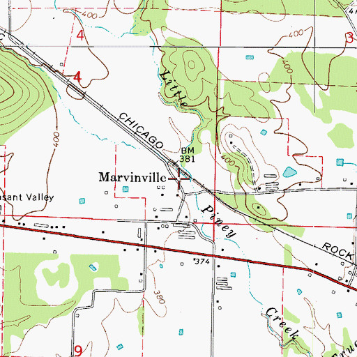 Topographic Map of Marvinville, AR