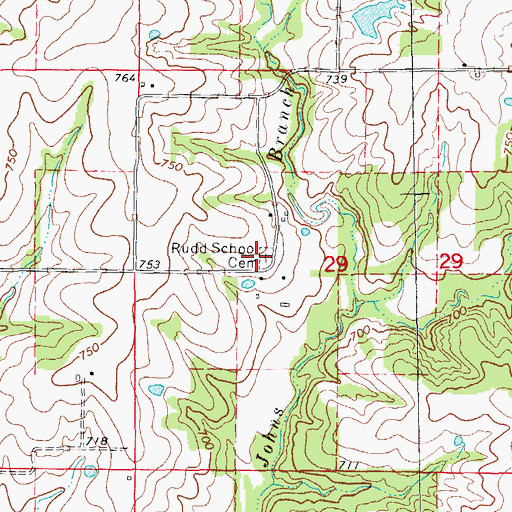 Topographic Map of Rudd School Cemetery, MO