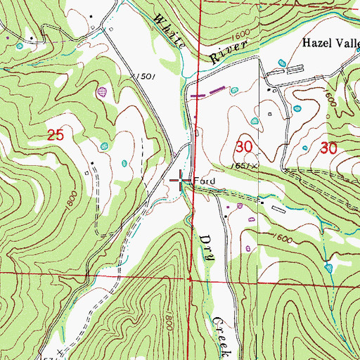 Topographic Map of Mast Creek, AR