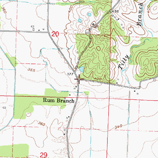 Topographic Map of Rum Branch, MO