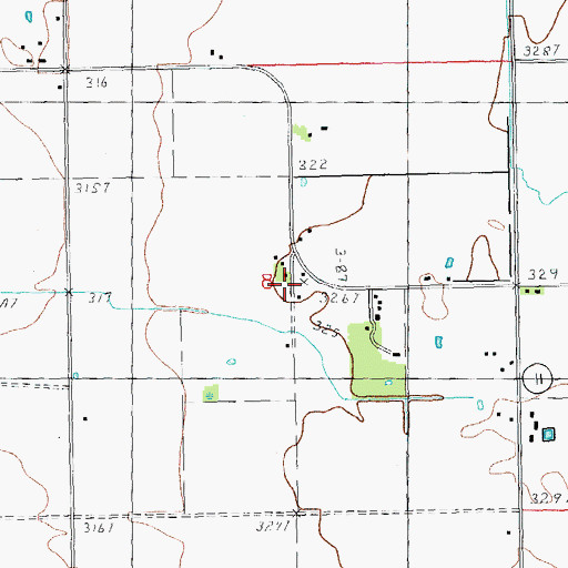 Topographic Map of Rush Creek School, MO