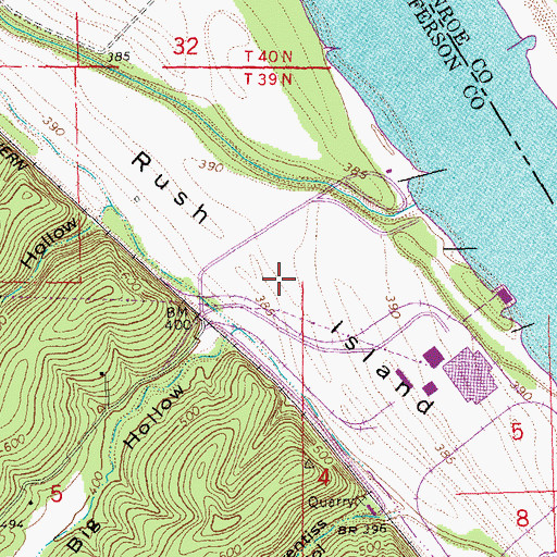 Topographic Map of Rush Island, MO