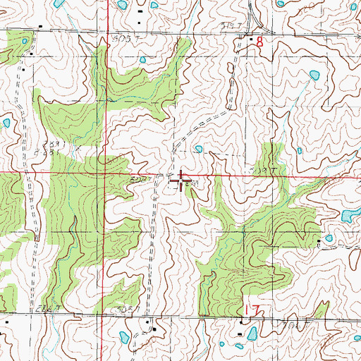 Topographic Map of Russ Cemetery, MO