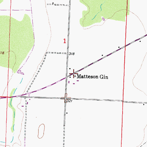 Topographic Map of Matteson Gin, AR