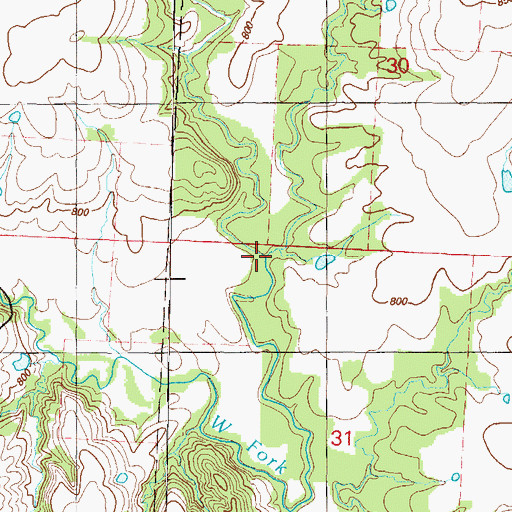 Topographic Map of Rutledge Creek, MO