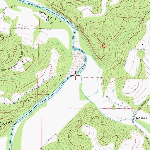Topographic Map of Rye Creek, MO