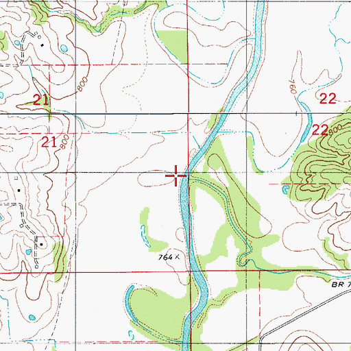 Topographic Map of Rye Creek, MO