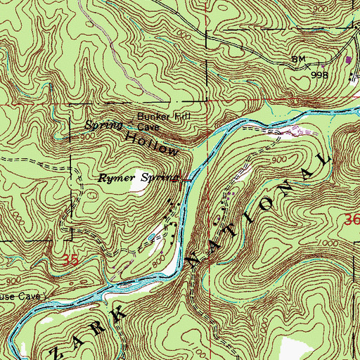 Topographic Map of Rymer Spring, MO