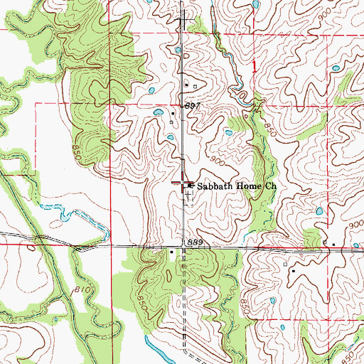 Topographic Map of Sabbath Home Church, MO
