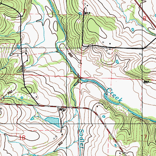 Topographic Map of Sadler Branch, MO