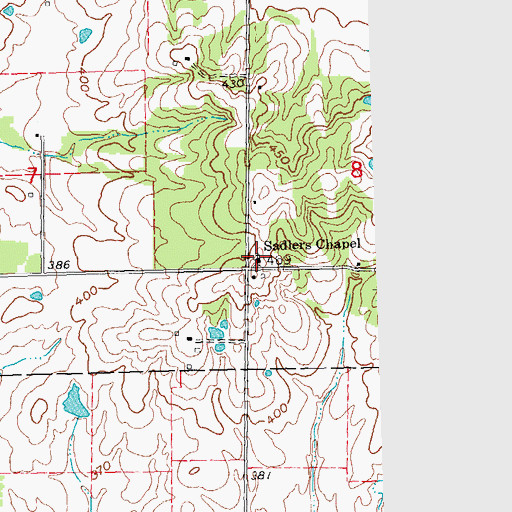 Topographic Map of Sadlers Chapel, MO