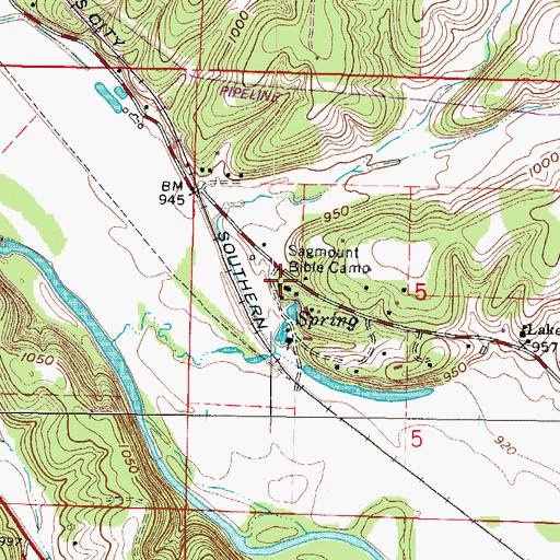 Topographic Map of Sagmount Bible Camp, MO