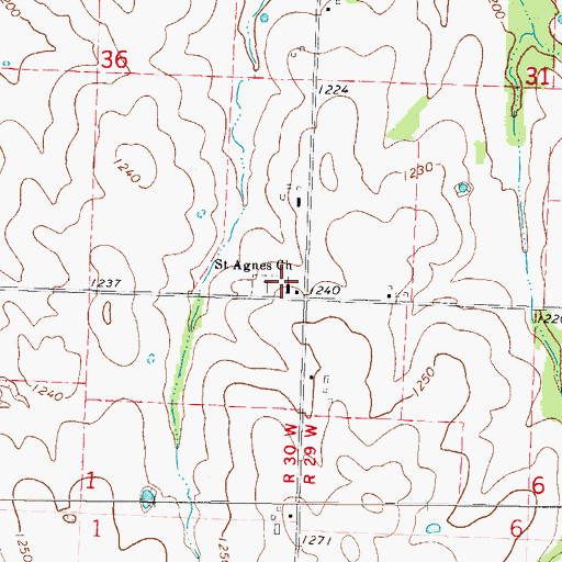 Topographic Map of Saint Agnes Church, MO