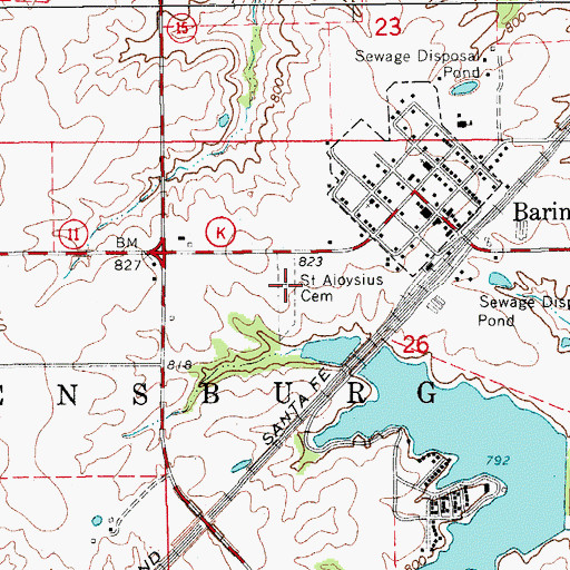 Topographic Map of Saint Aloysius Cemetery, MO