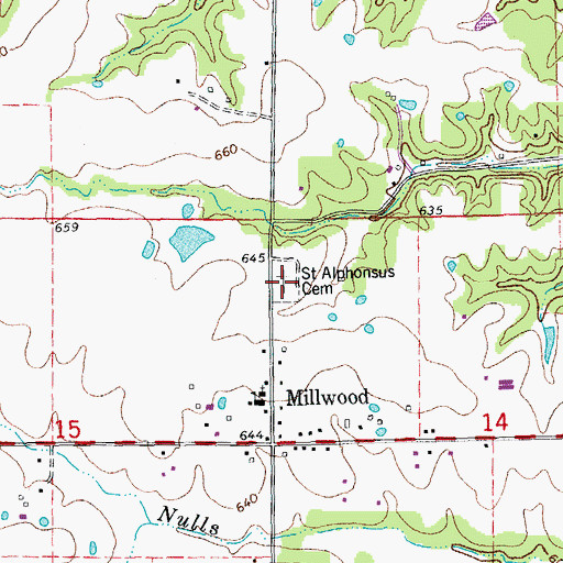 Topographic Map of Saint Alphonsus Cemetery, MO