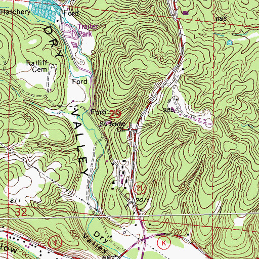 Topographic Map of Saint Ann Church, MO