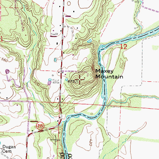 Topographic Map of Maxey Mountain, AR